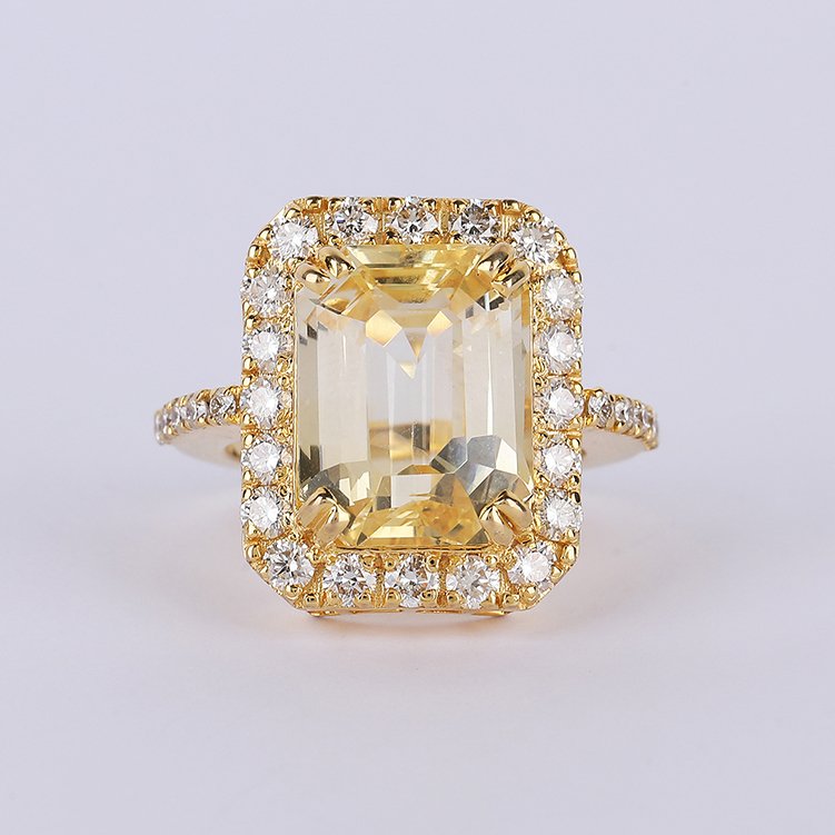 戒指 - 14 克拉 白金 - 14.56ct. tw. 藍寶石 - 鉆石 - 蓝宝石钻戒 #1.0