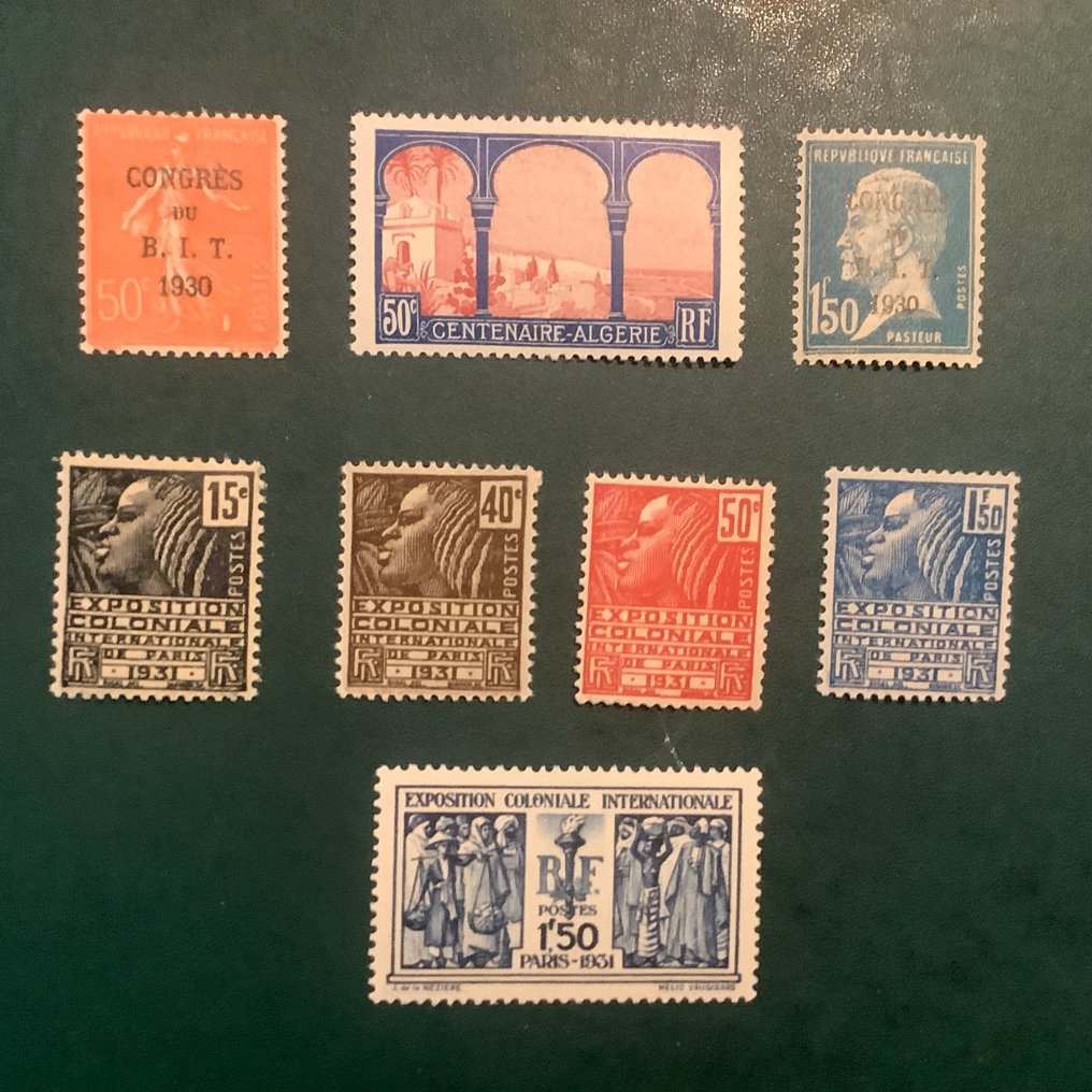 França 1930/1931 - Colonial Expo e BIT - centrados - Yvert 270/274 and 263/265 #1.0