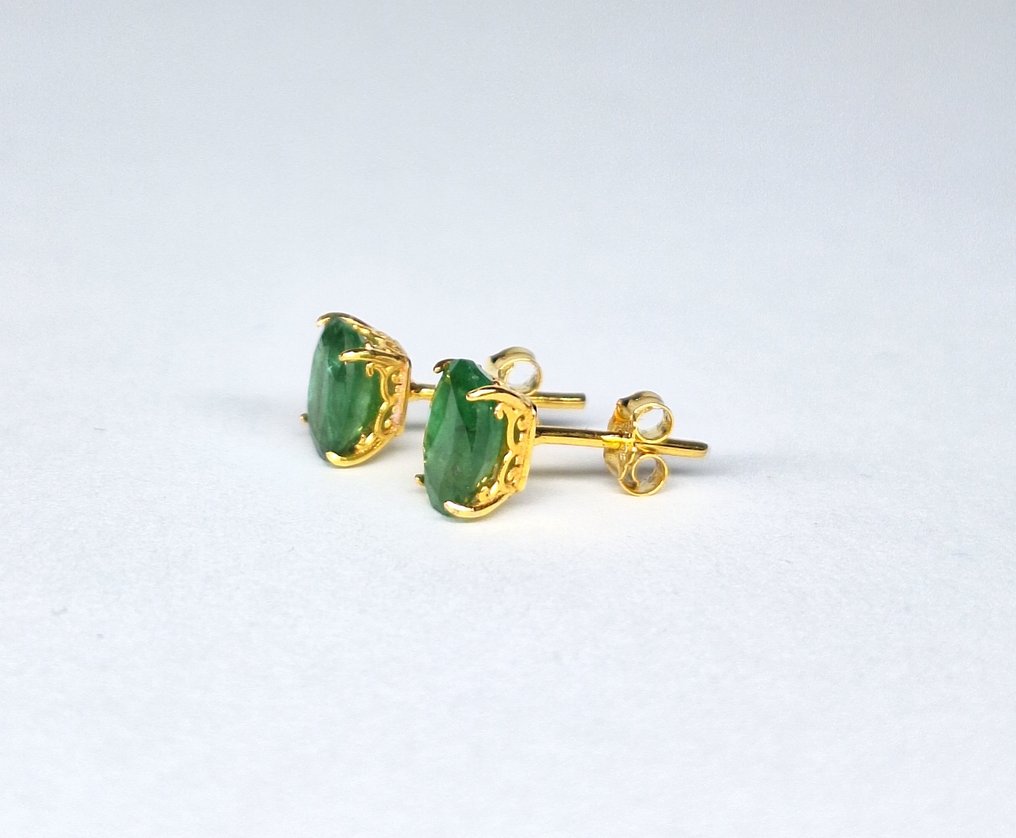 耳環 - 18 克拉 黃金 - 2.16ct. tw. 祖母綠 - Emerald 2.16 克拉–18K 金 #1.0