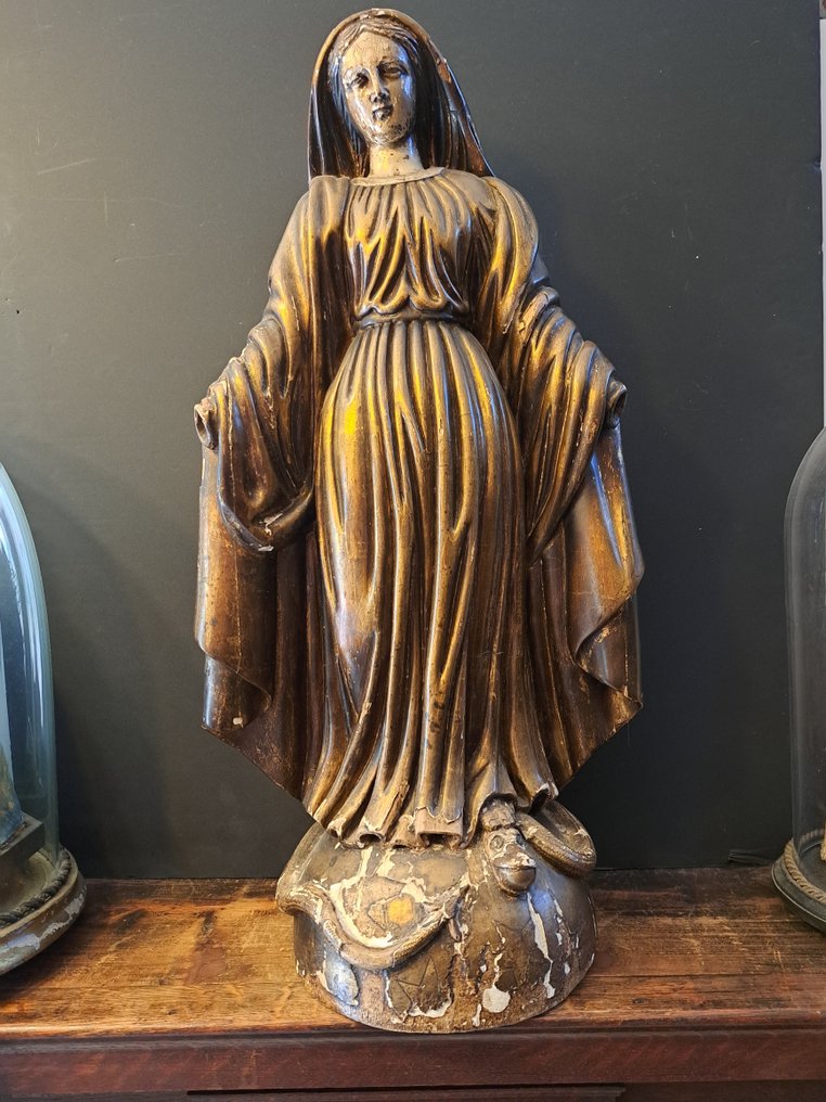 木制雕像 - 圣母玛利亚 - 66 厘米 - 古董 - 橡木 - 1800-1850 #1.0