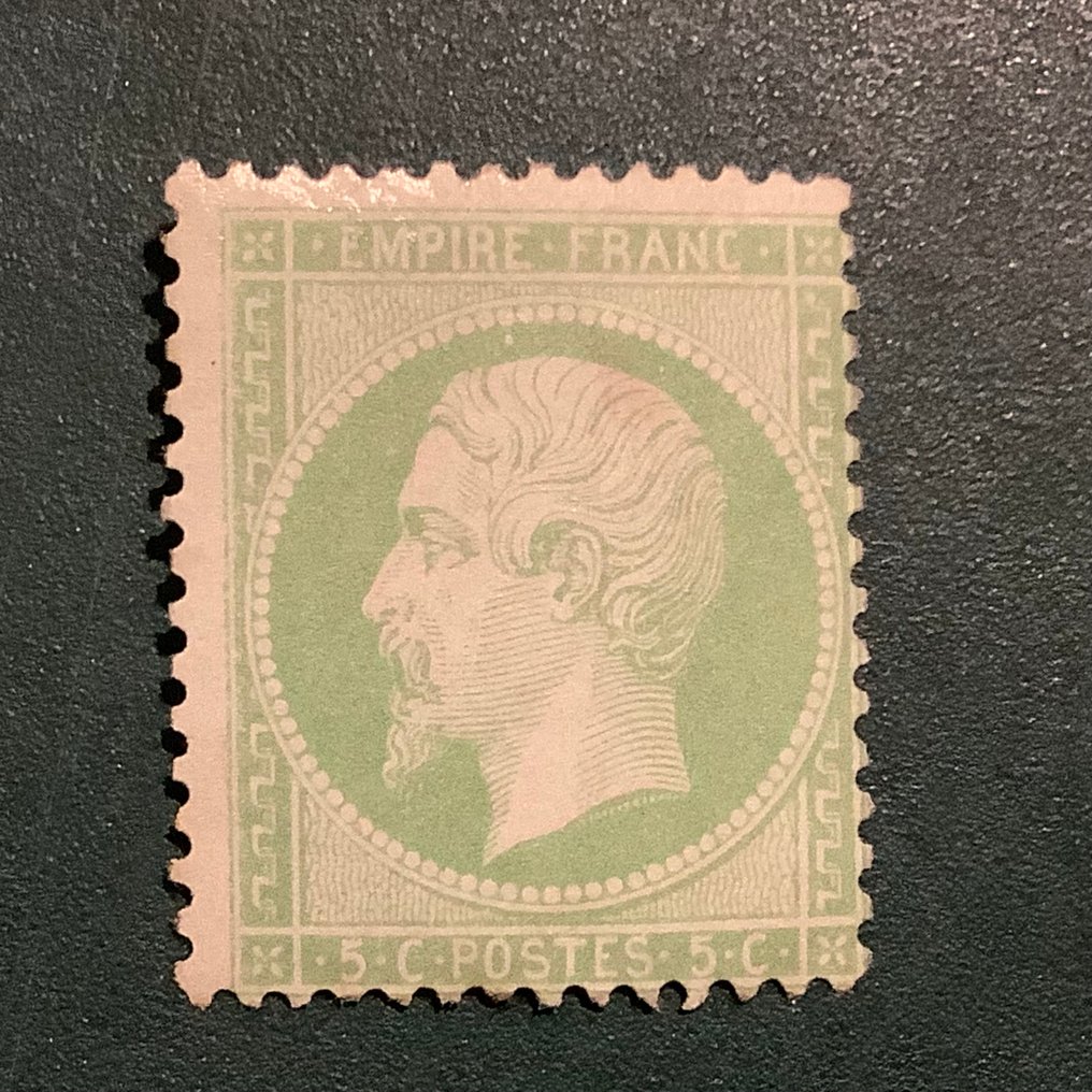 法国 1862 - 淡绿色阴影中的5分帝国丹特雷兹 - Yvert 20 e #3.2