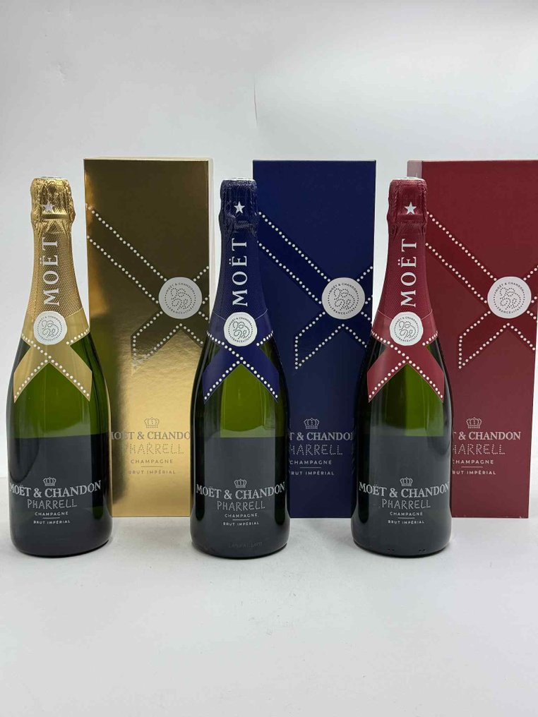 Moët & Chandon, Pharrell Impérial Red + Blue + Gold - 香槟地 Brut - 3 Bottles (0.75L) #1.0