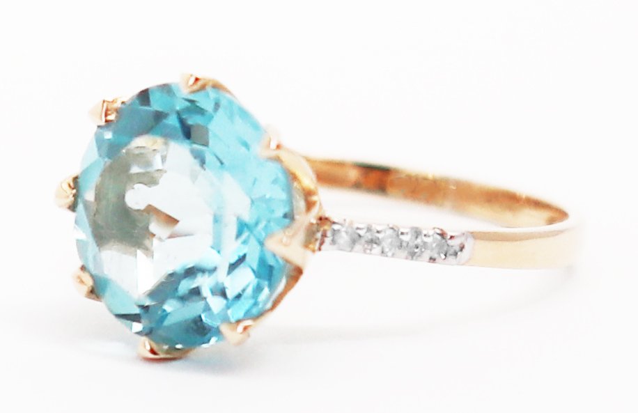 χωρίς τιμή ασφαλείας - Δαχτυλίδι - 14 καράτια Κίτρινο χρυσό Τοπάζιο - Διαμάντι #2.1