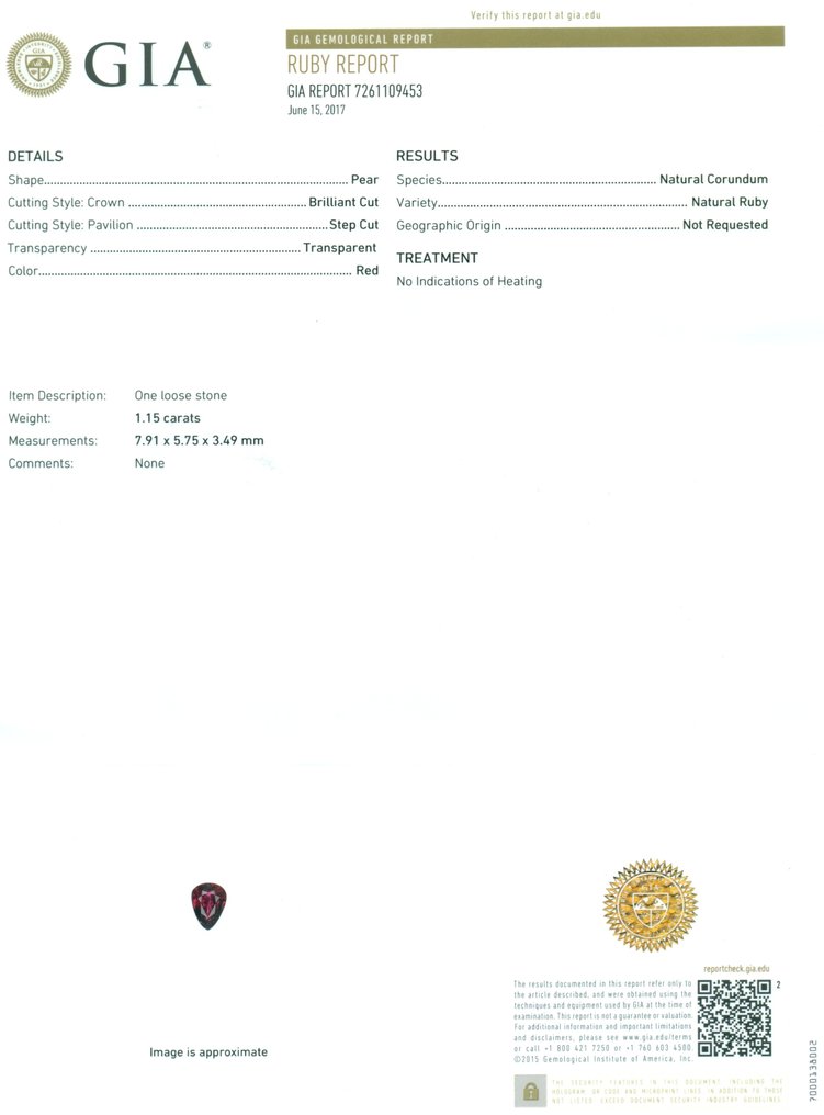 Κολιέ με μενταγιόν - 14 καράτια Λευκός χρυσός -  1.83ct. tw. Ρουμπίνι - Διαμάντι - Κρεμαστό με ρουμπί και διαμάντια #1.0