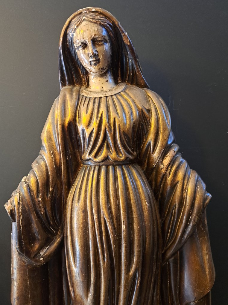 木制雕像 - 圣母玛利亚 - 66 厘米 - 古董 - 橡木 - 1800-1850 #3.2