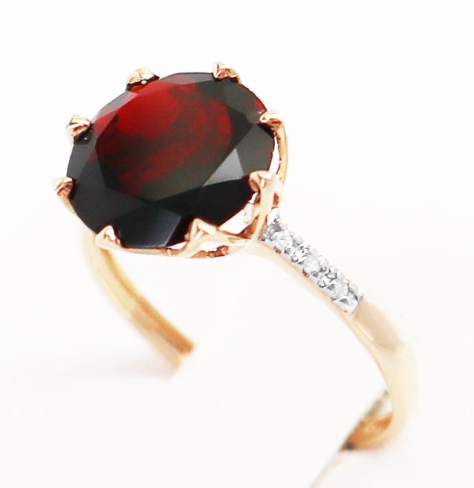 Sans Prix de Réserve - Bague - 14 carats Or jaune Grenat - Diamant #4.3