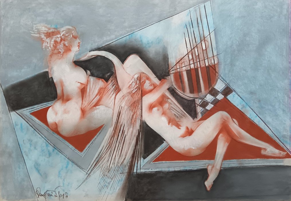 Ευρωπαϊκή σχολή (XX) - Coppia di nudi con strumenti musicali #1.0