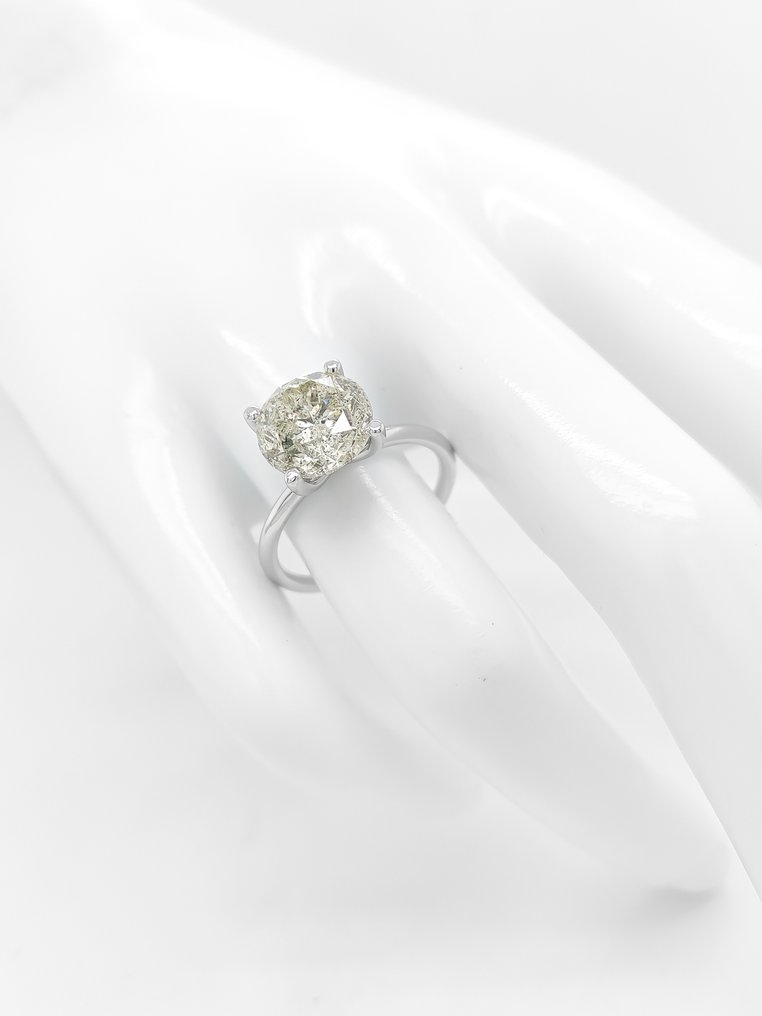 Δαχτυλίδι - 14 καράτια Λευκός χρυσός -  3.82ct. tw. Διαμάντι (Φυσικού χρώματος) - Πιστοποιητικό IGI #3.2