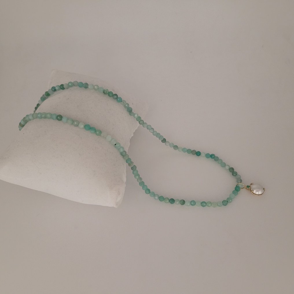 没有保留价 - 项链 - 18K包金 黄金 珍珠 - 祖母绿 - 翡翠 #4.3