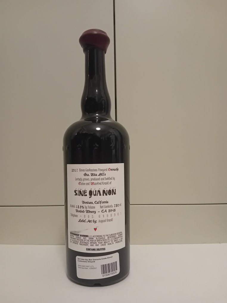 2017 Sine Qua Non, Eleven Confession Grenache - 加州 - 1 Bottle (0.75L) #1.0