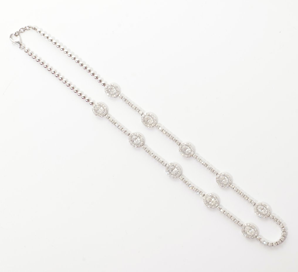 项链 - 14K包金 白金 - 10.63ct. tw. 钻石 (天然) - 钻石 #2.1