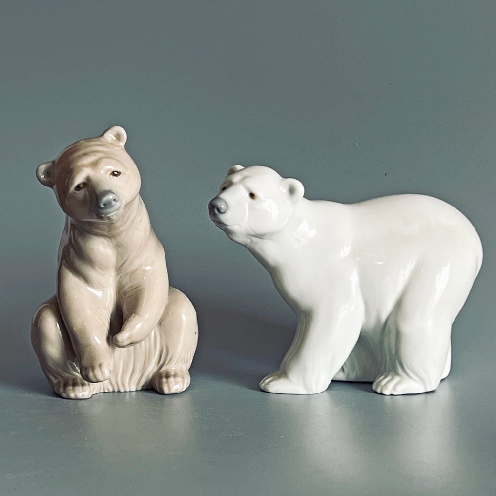 Lladró - Figure - Pareja de figuras de osos de porcelana Lladró de los años 70 (2) - Porcelain #1.0