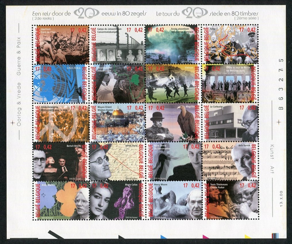 Βέλγιο 2000/2003 - Ολοκληρωμένη συλλογή γραμματοσήμων και μπλοκ όπως προβλέπεται στις σελίδες άλμπουμ Davo. #1.0