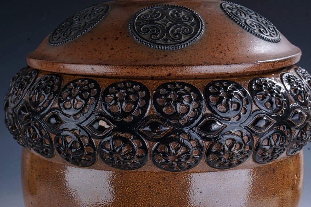 Reinhold Merhkelbach Grenzhausen - Karl Mehlem - Decanter - Art Nouveau terrine with stylistic decoration from 1913 • marked - Stoneware #3.2