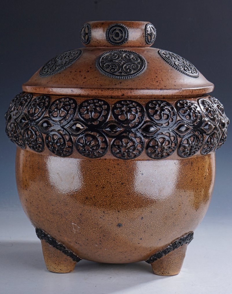 Reinhold Merhkelbach Grenzhausen - Karl Mehlem - Decanter - Art Nouveau terrine with stylistic decoration from 1913 • marked - Stoneware #1.0