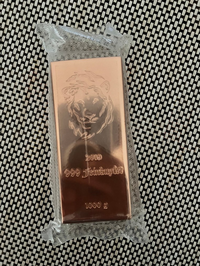 1 chilogrammo di rame - .999 - testa di leone.  (Senza prezzo di riserva) #1.0