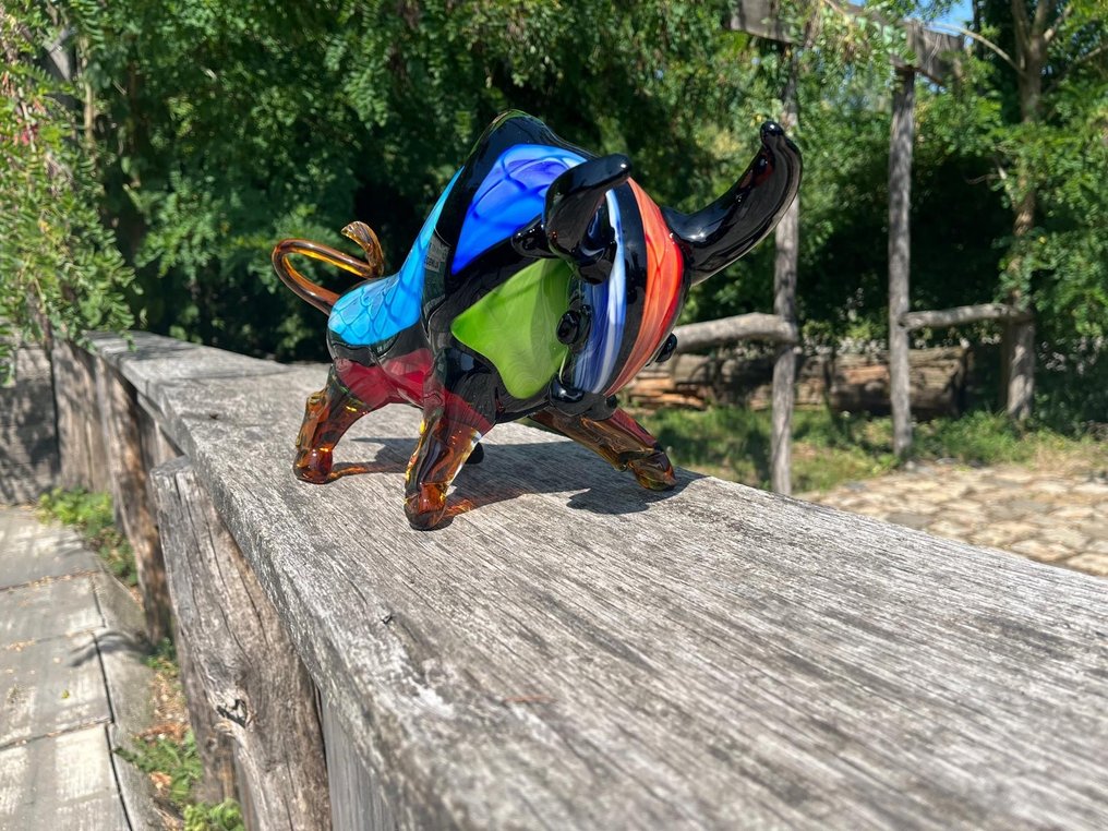 Skulptur, Glas Art - Handmade - Bull XL - 33 cm - Glas #4.3