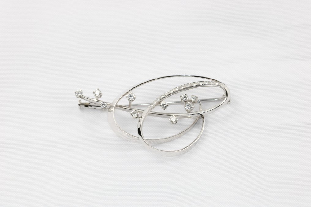 胸针 - 18K包金 白金 -  0.70ct. tw. 钻石 (天然)  - 钻石 #4.3