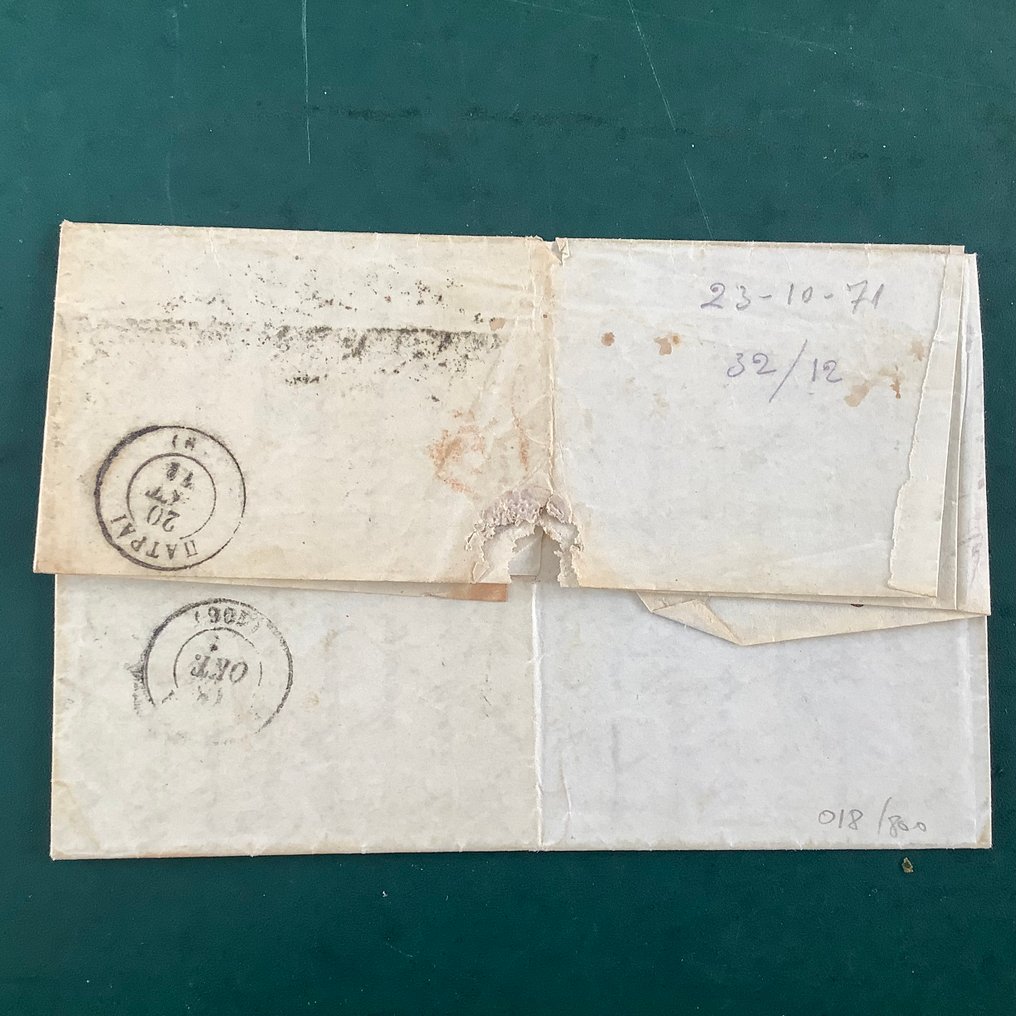 大不列顛 1871 - 混合邮戳的英国维多利亚女王和希腊 Hermes 邮票通过布林迪西路线寄出。 - Michel #2.1