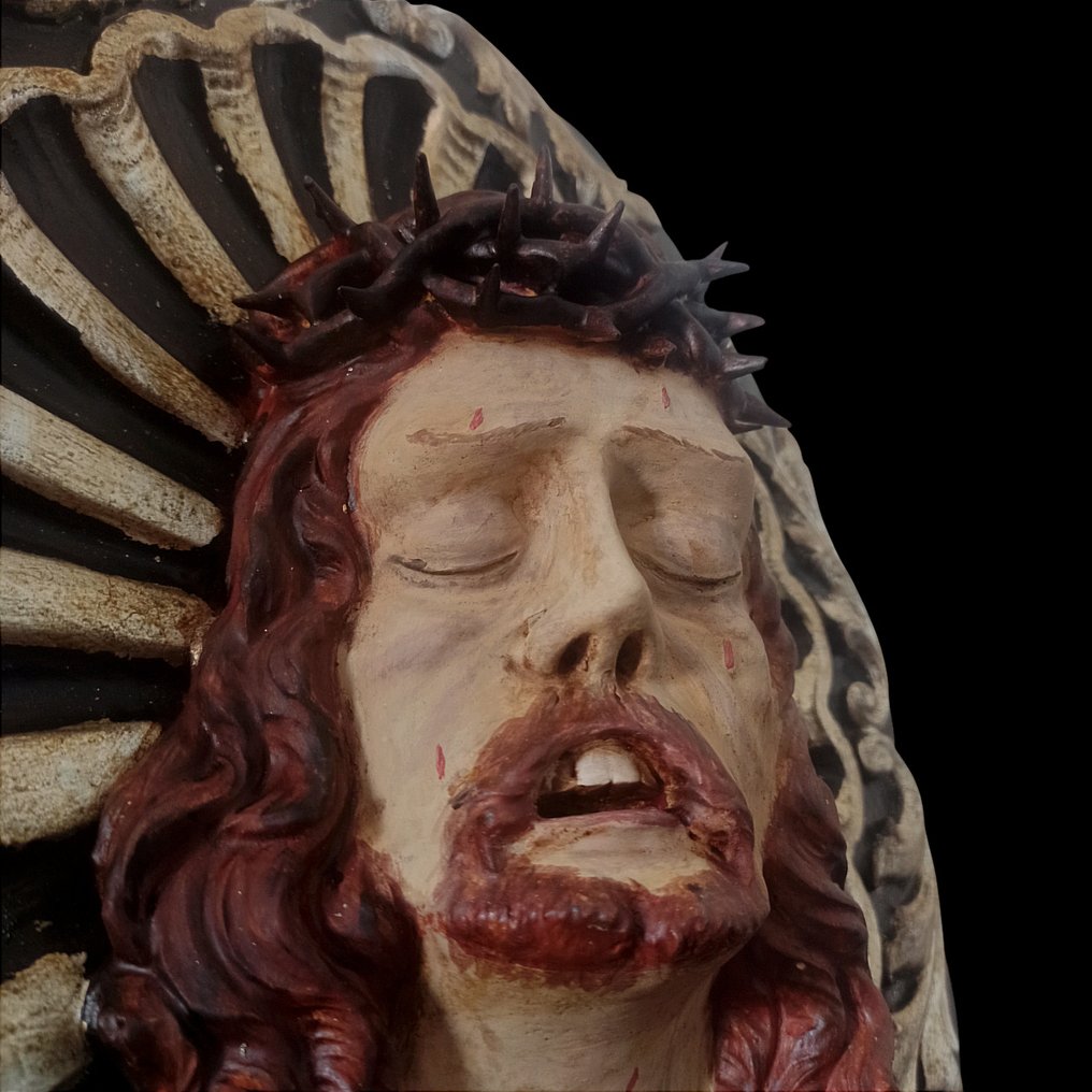 Γλυπτό, Volto di Cristo - 45 cm - Ξύλο #2.1