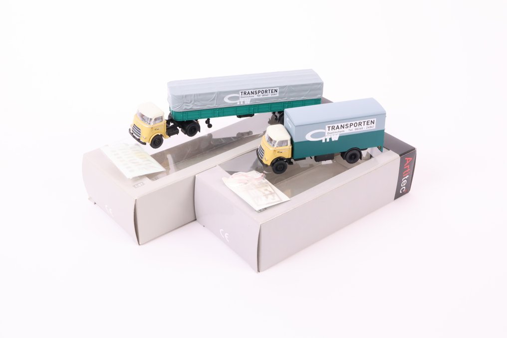 Artitec H0 - 487.031.01/487.021.02 - Modele pojazdów kolejowych (2) - Dwie ciężarówki DAF 'GTW Transporten Doetinchem' #1.0