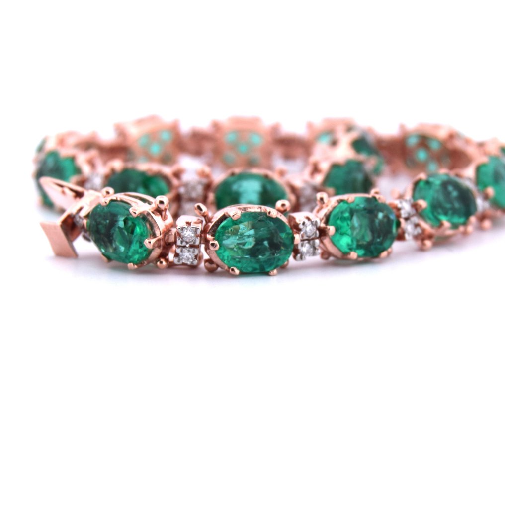 Senza prezzo di riserva - Bracciale - 9 kt Oro rosa, Argento - 20.64ct. tw. Smeraldo - Diamante #4.3