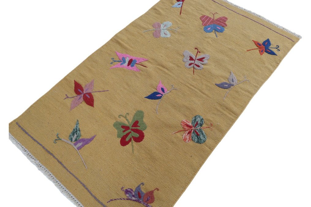 设计师基里姆与针线刺绣图案——蝴蝶 - 小地毯 - 152 cm - 90 cm #4.3