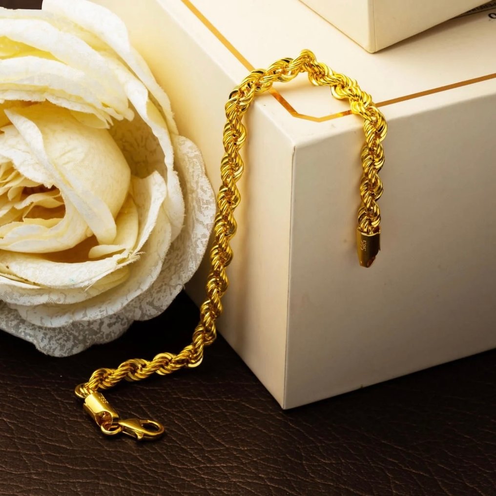 Handmade - 2件套珠宝 - 14K包金 黄金 - 绳索链与手链 #3.2