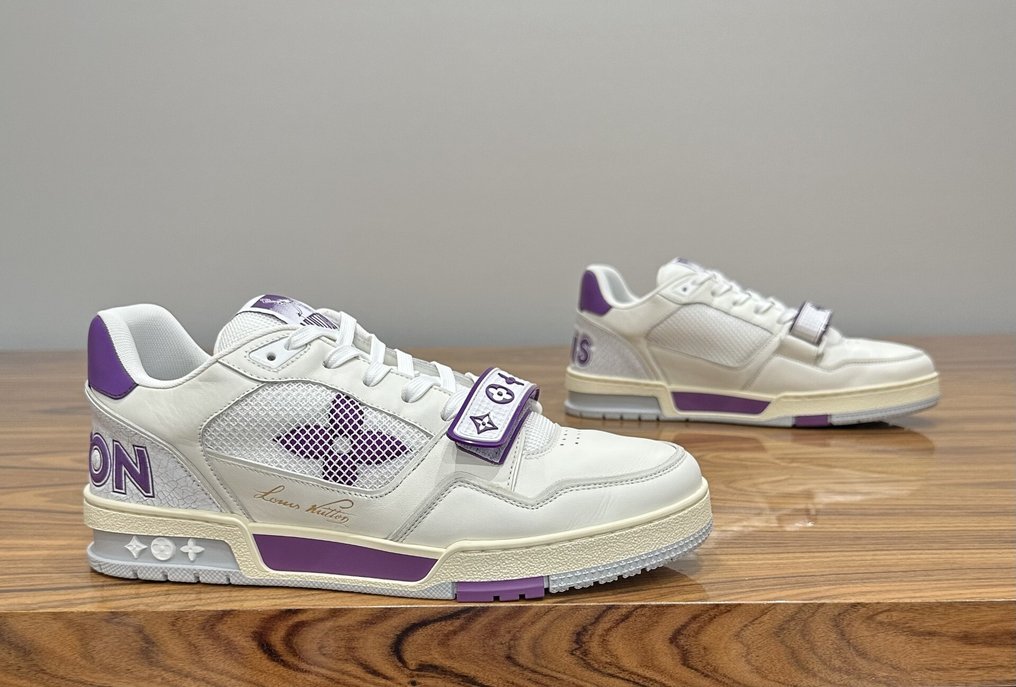 Louis Vuitton - LV Trainer White/Purple Leather and Mesh - Sneaker - Größe: EU 42.5 #3.2