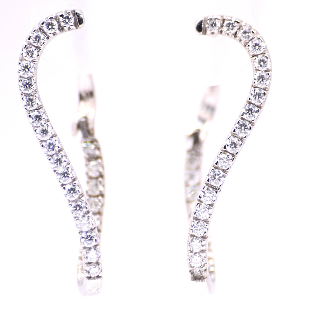 沒有保留價 - 耳環 鉑金 -  0.90ct. tw. 鉆石 (天然)  - 鉆石 #1.0