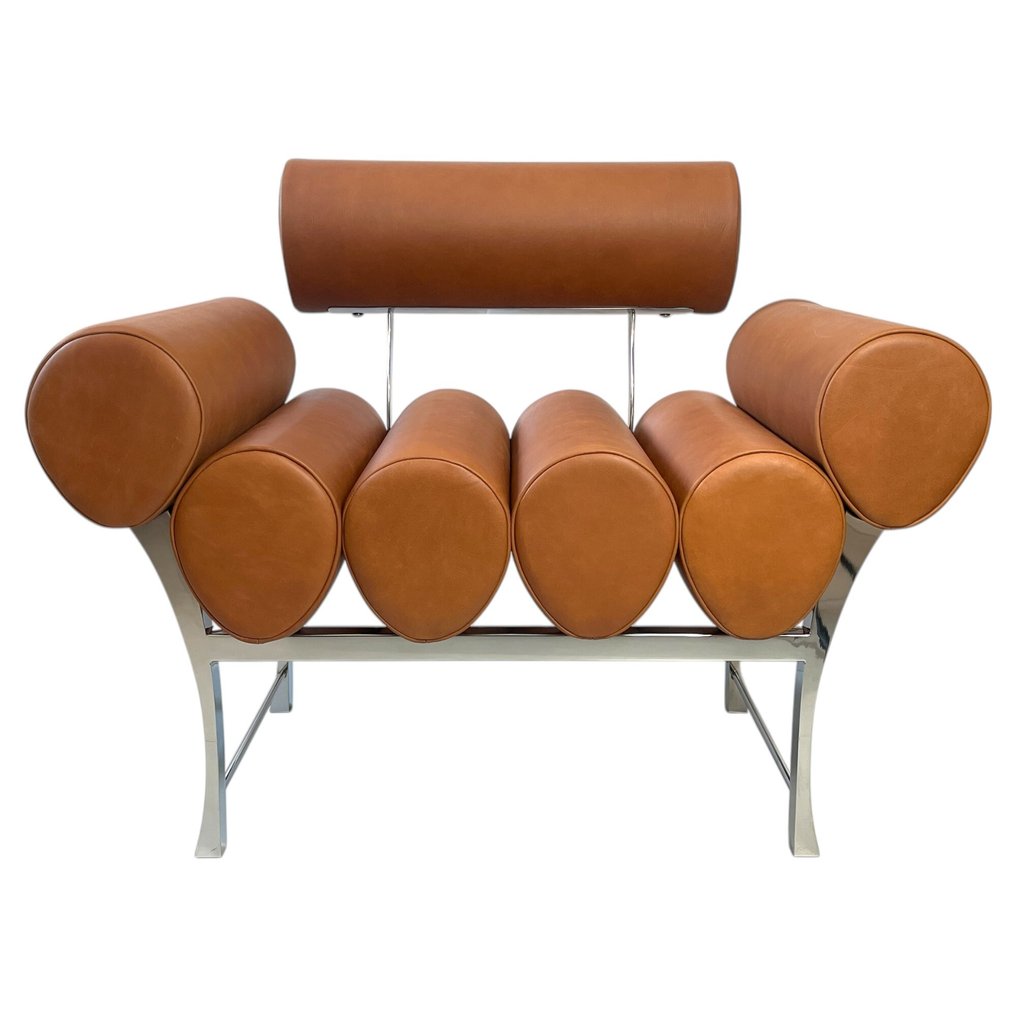 扶手椅子 - Kamed UOVO - 小牛皮 - 不锈钢 #3.2