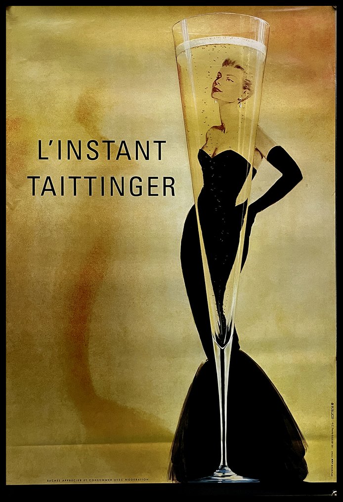 Anonymous - Manifesto Originale "L'Instant Taittinger - Grace Kelly, Champagne" - 1980s #1.0
