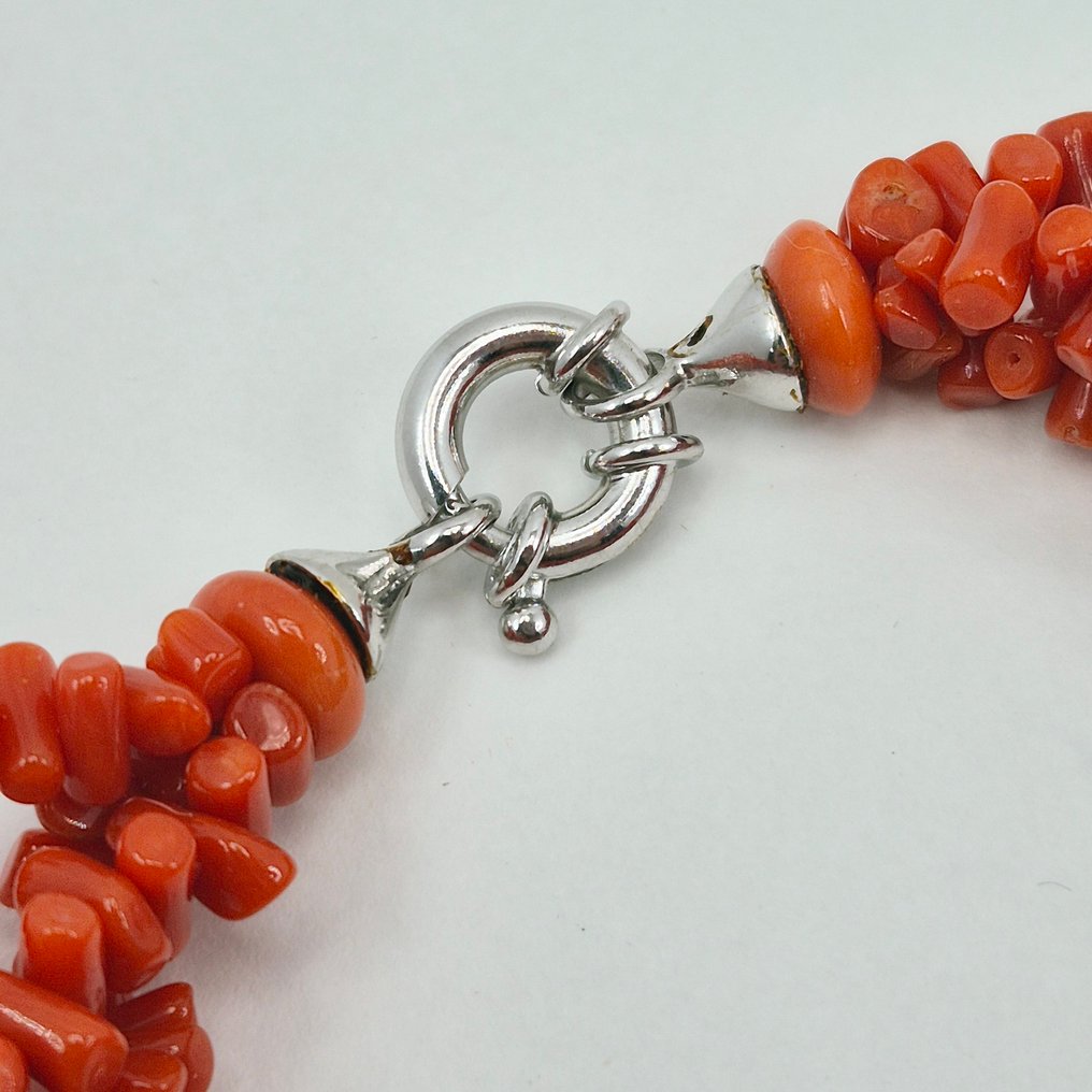 Κοράλλι αίματος - Ασημί - Βραχιόλι - CORALLO MEDITERRANEO #4.3