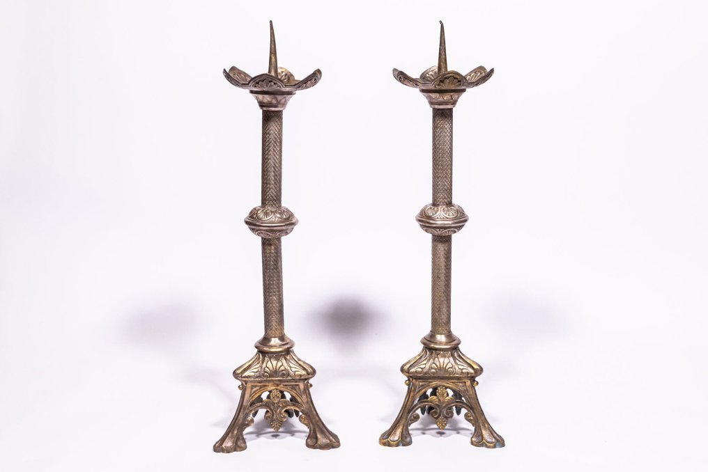 Candélabres en laiton blanc, 19e siècle. - Laiton - 1850-1900 #1.0