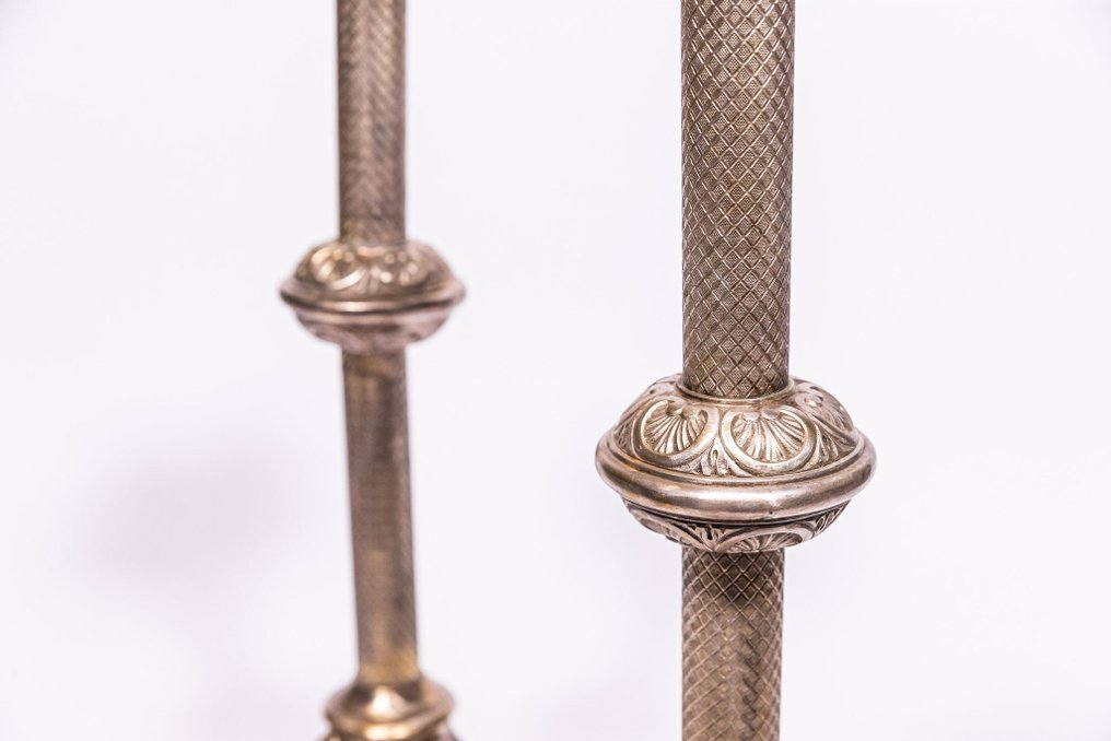 Candélabres en laiton blanc, 19e siècle. - Laiton - 1850-1900 #1.0