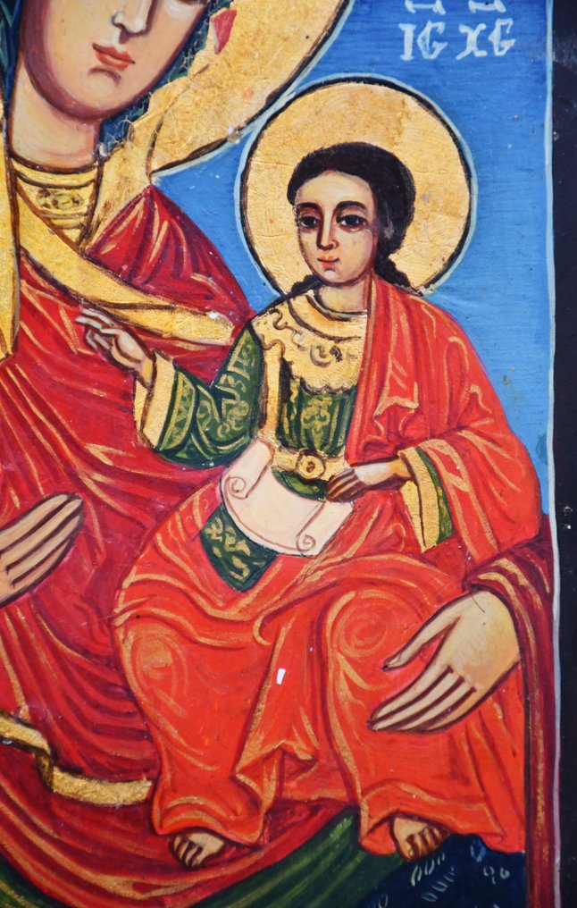 标志 - 上帝之母赫得戈利亚 - 木, 蛋彩，镀金 - 手绘 - 15 x 25 厘米 #4.3