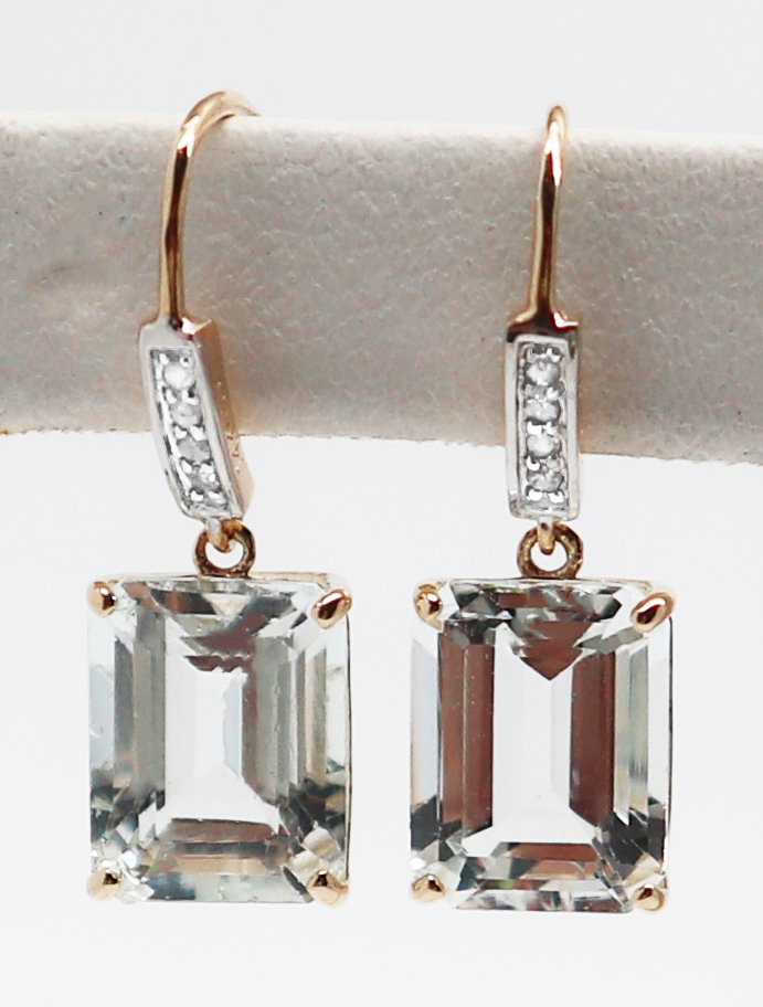 没有保留价 - 耳环 - 14K包金 黄金 海蓝宝石 - 钻石 #2.1