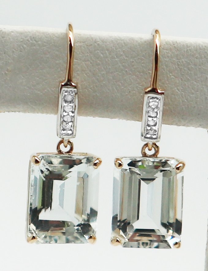 没有保留价 - 耳环 - 14K包金 黄金 海蓝宝石 - 钻石 #1.0