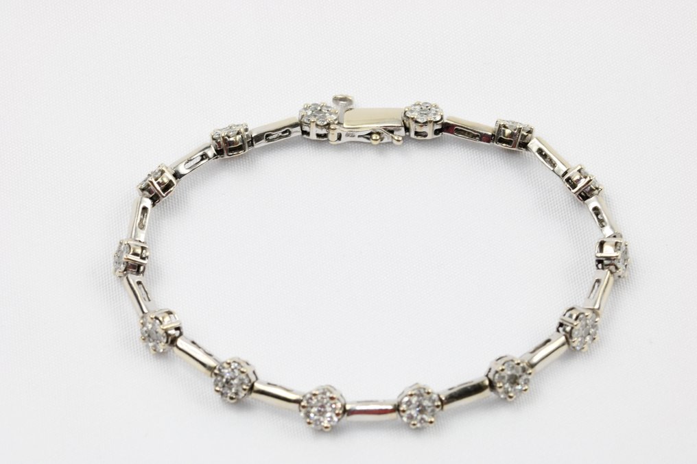 Βραχιόλι - 14 καράτια Λευκός χρυσός - 2.10ct. tw. Διαμάντι (Φυσικό) - Διαμάντι #1.0