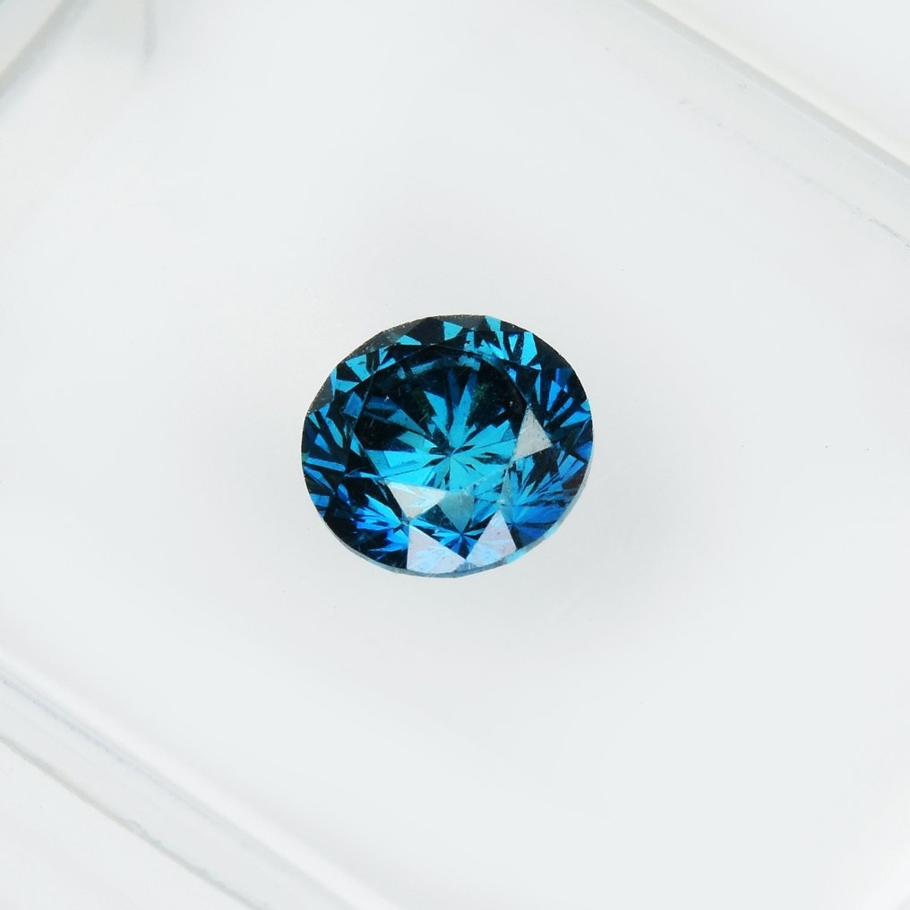 χωρίς τιμή ασφαλείας - 1 pcs Διαμάντι  (Επεξεργασμένου χρώματος)  - 0.46 ct - Στρογγυλό - Fancy deep Πρασινωπό Πράσινο, Μπλε - SI1 - Antwerp Laboratory for Gemstone Testing (ALGT) #1.0