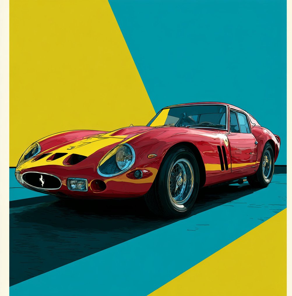 CARCANVAS_IT - SET  of 4 Ferrari 250 GTO in Roy Lichtenstein Pop Art Style style each 50 x 50 cm #2.1