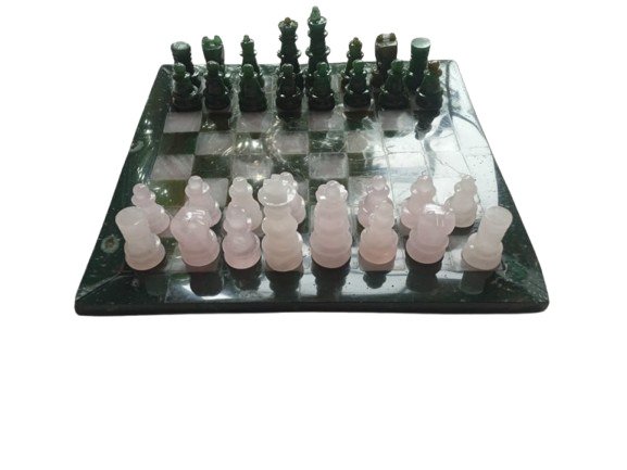 Sahajhast - Σετ σκακιού - Νεφρίτης και ροζ χαλαζίας #4.3
