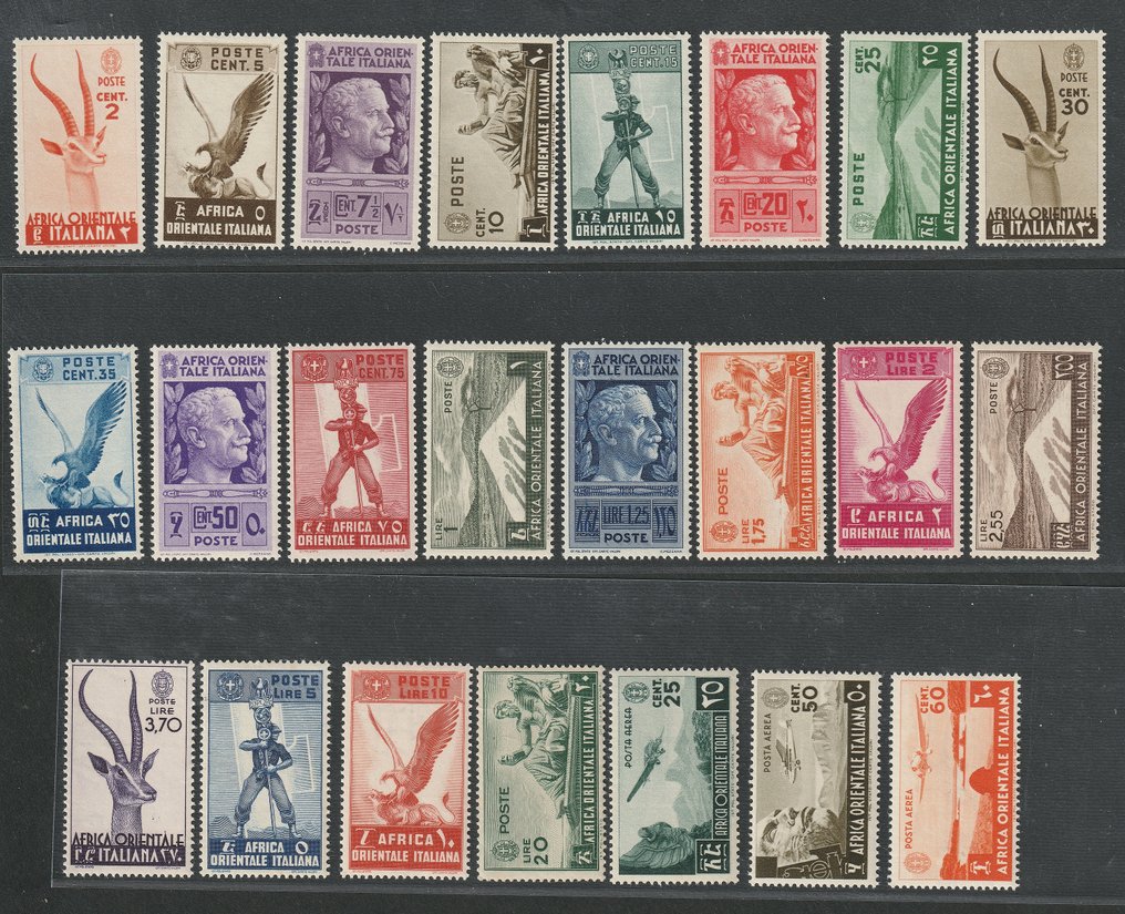 意大利东非殖民地 1938 - 意大利东非 - 各类主体 - Sassone cat. 1/20-A1/A13-E1/E2 #1.0
