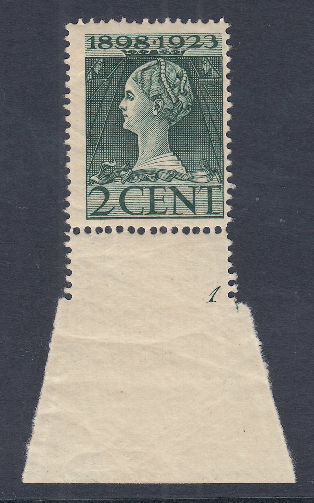荷兰 1923 - 政府纪念日，比赛12 x 11½，带编号1的牌照 - NVPH 121I #1.0