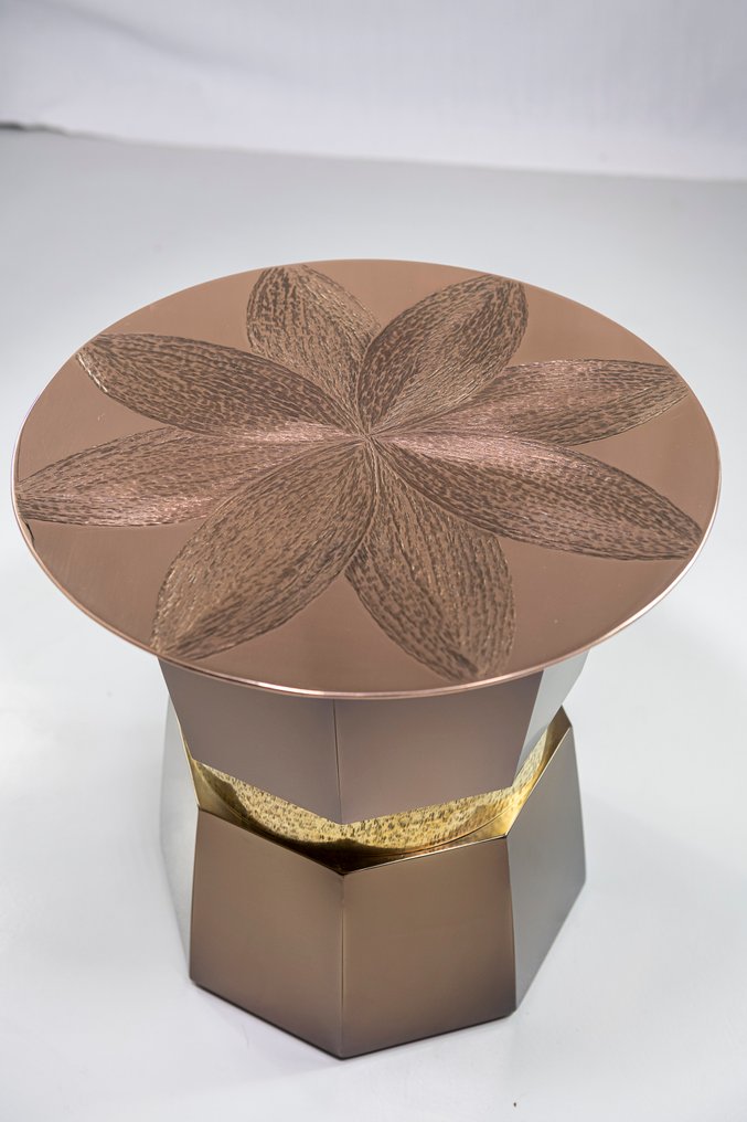 kamed - Midtstilt bord - salongbord moka - Rustfritt stål, Messing, polert bronse - salongbord moka #4.3