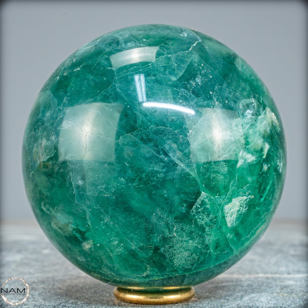 美丽的绿色萤石球体 Crystal，中国- 1202.25 g #4.3