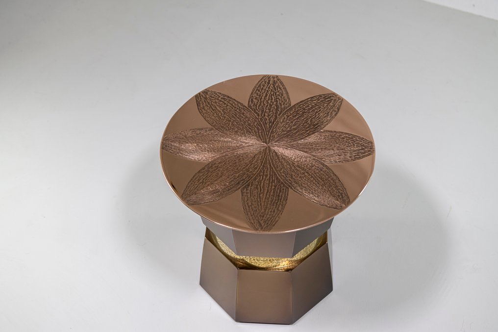 kamed - Midtstilt bord - salongbord moka - Rustfritt stål, Messing, polert bronse - salongbord moka #2.1