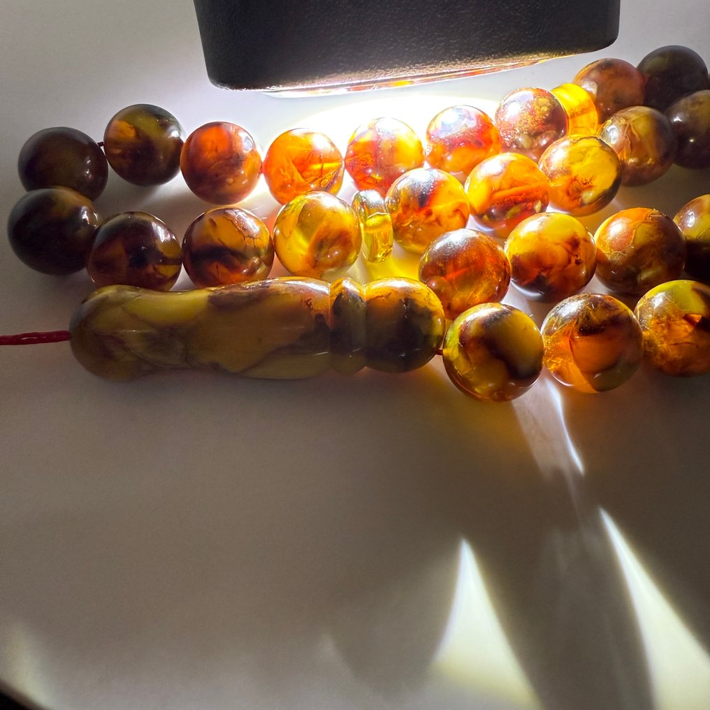 波罗的海琥珀tesbih祈祷珠串，圆形珠子，直径13毫米 - 琥珀 - Succininte #3.2