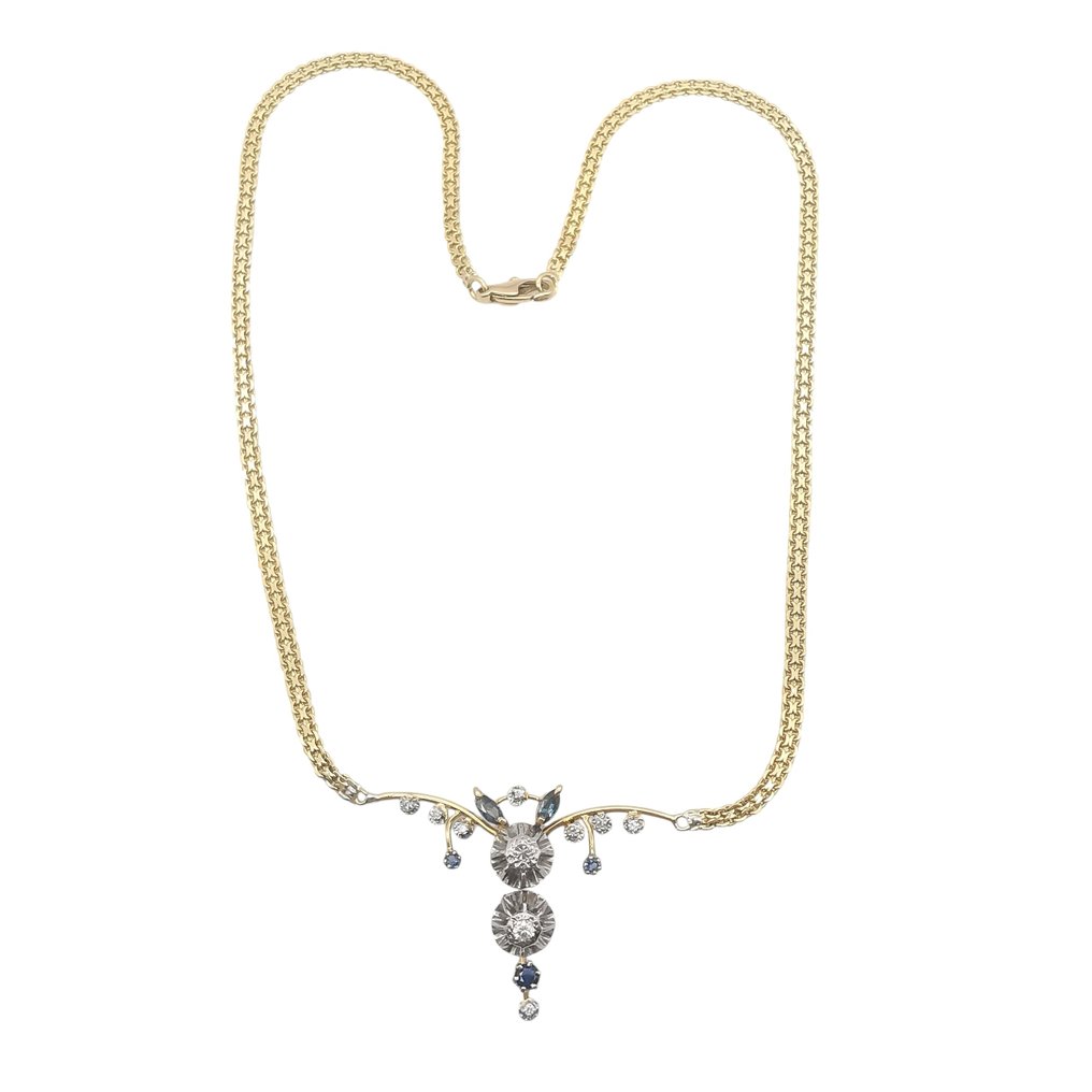 Κολιέ - 18 καράτια Κίτρινο χρυσό -  0.60ct. tw. Διαμάντι (Φυσικό)  - Ζαφείρι #4.3