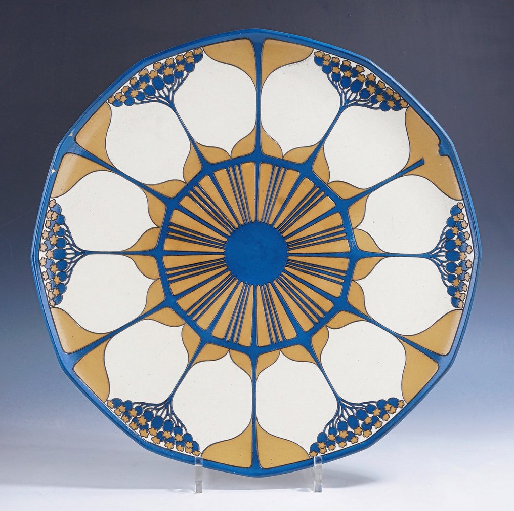 Villeroy & Boch Mettlach - Fuente - Gran plato en Jugendstil, modelo 2960 • 1905 a 1909 • diámetro 38 cm - Gres #1.0